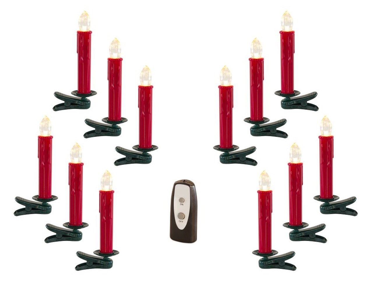 Diva At Home 24 Red and Green Decorative Artificial LED Clip-On Taper Candle 6.5&#x22;